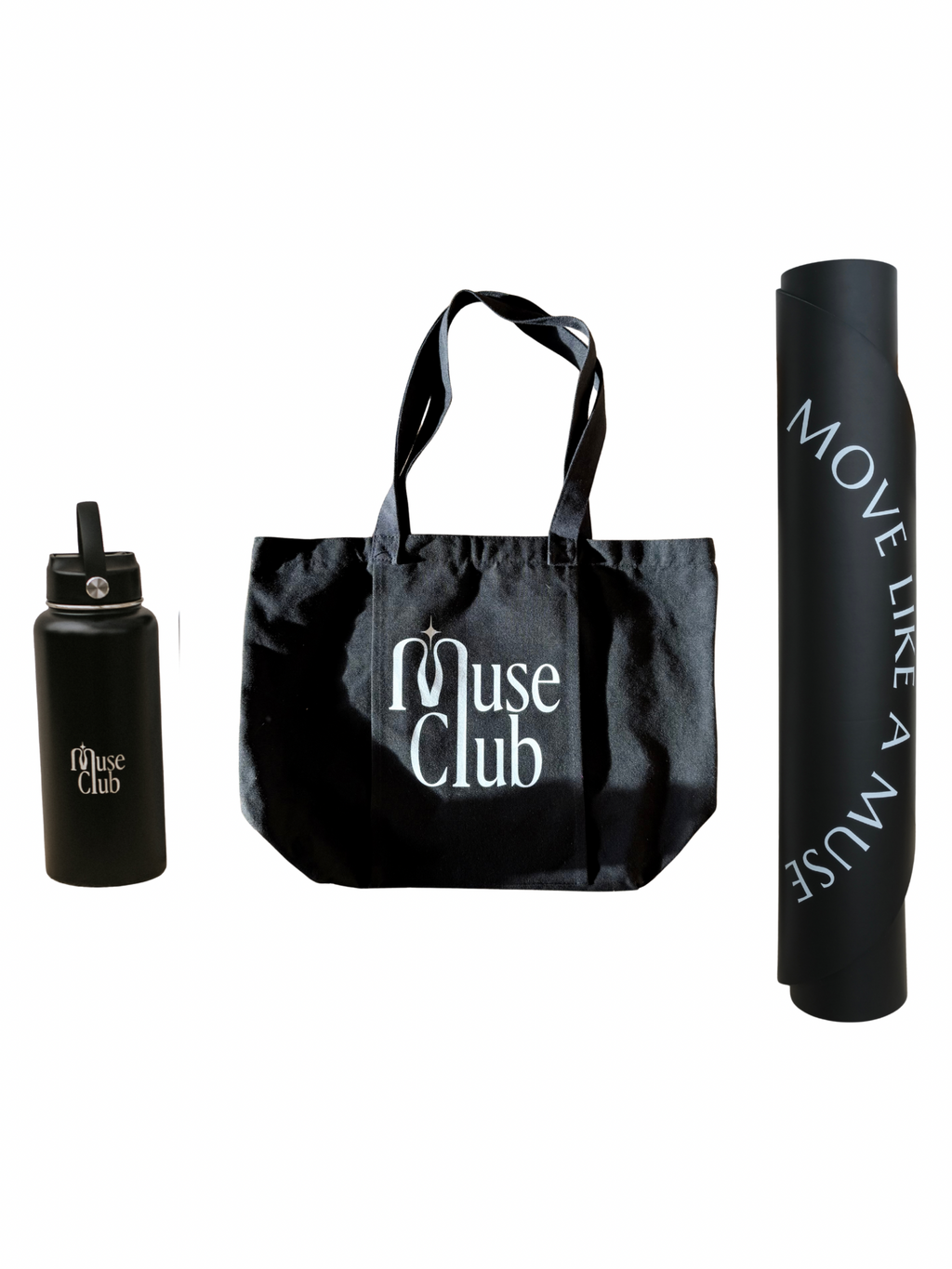 LE TRIO WATER BOTTLE + TOTE BAG + YOGA MAT (BLACK)