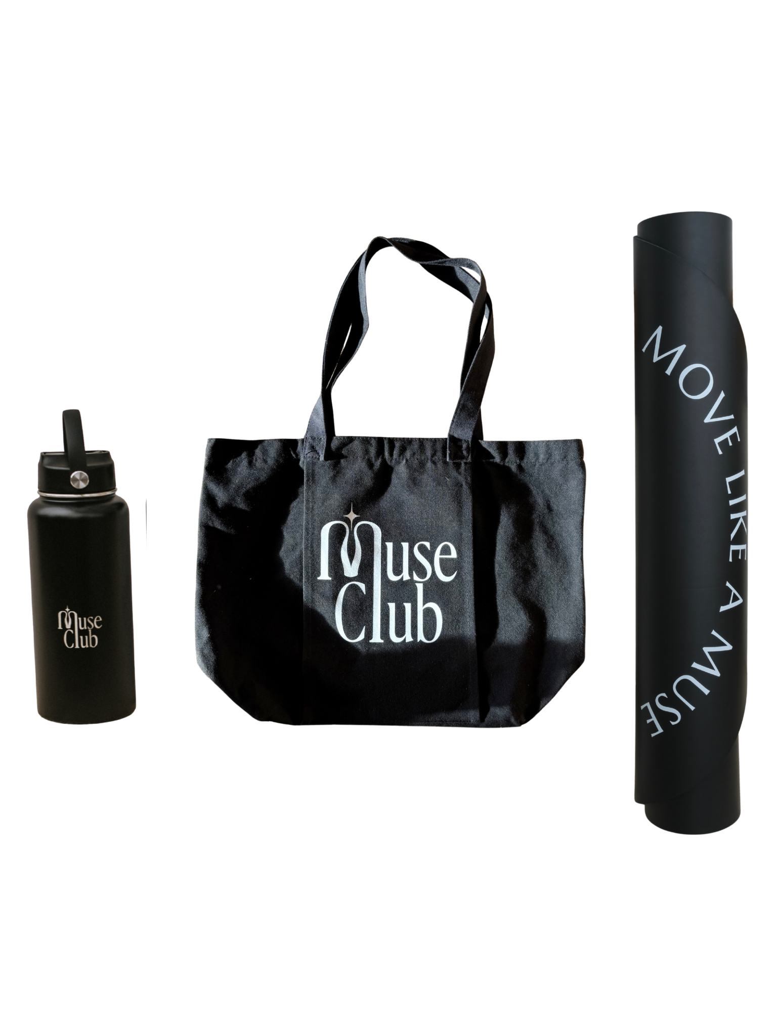 LE TRIO WATER BOTTLE + TOTE BAG + YOGA MAT (BLACK)