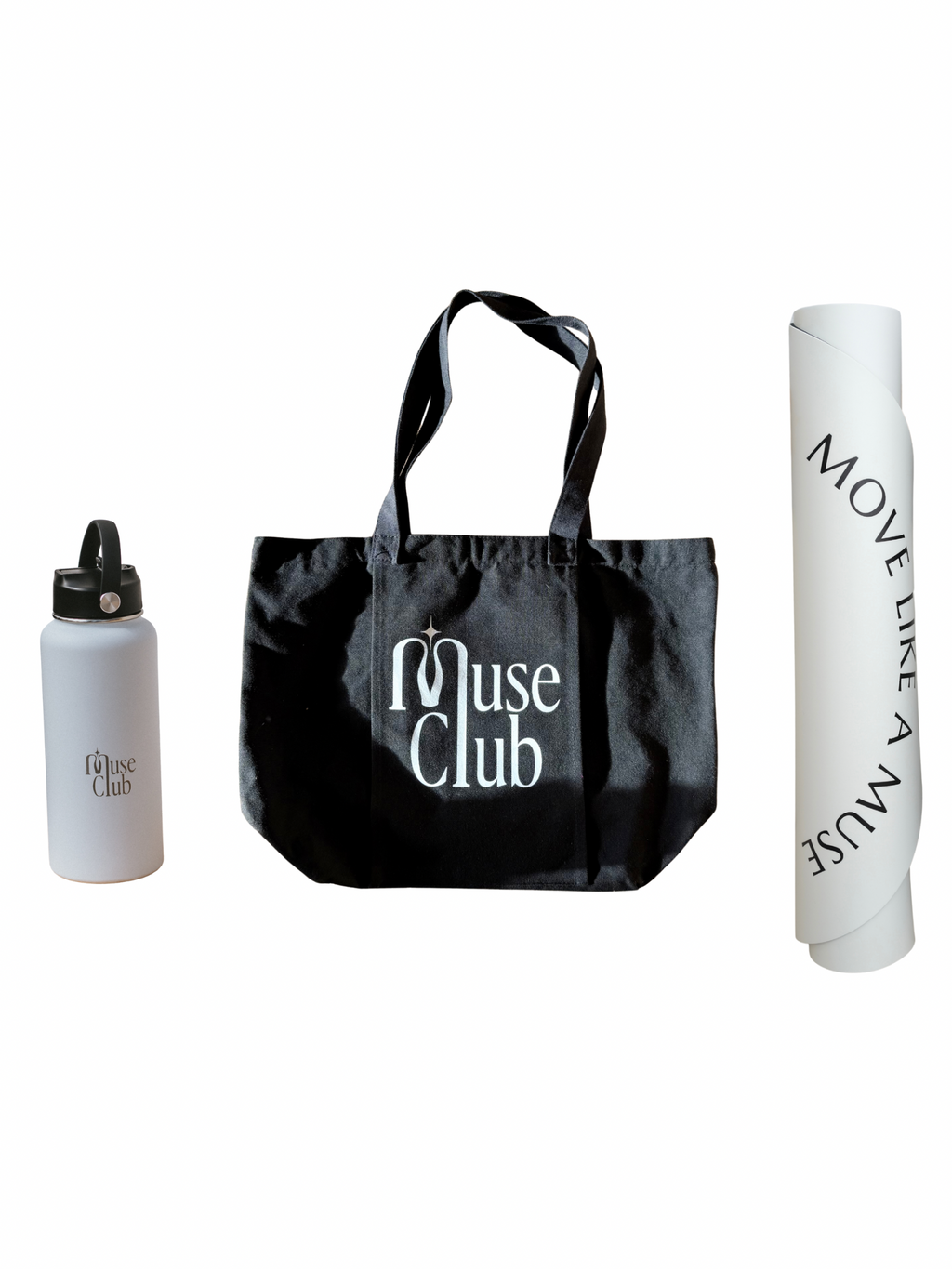 LE TRIO WATER BOTTLE + TOTE BAG + YOGA MAT (WHITE)